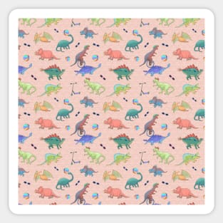 Dinosaur pattern - pink theme Sticker